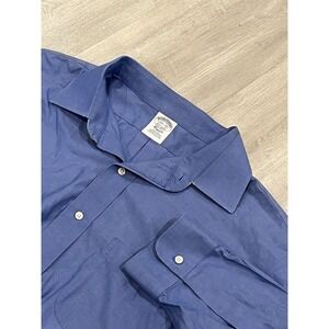 Men's Brooks Brothers Non-Iron Cotton Solid Blue Button Up Shirt XL
